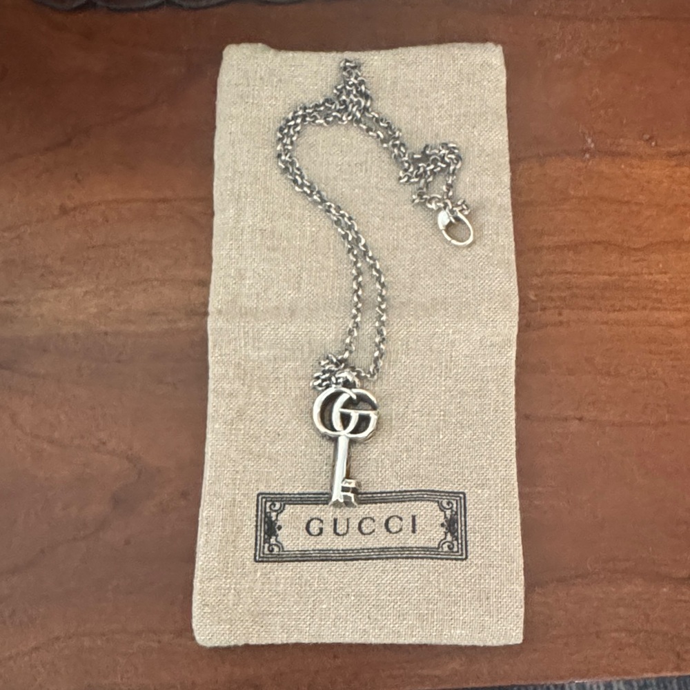 Gucci Sterling Silver Key Charm Necklace